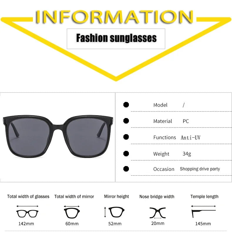 Unisex Retro Square Frame Myopia Glasses Trendy Large Polarized Sunglasses Outdoor Travel Sunglasses Goggle Shade Eyewear0 ~-4.0