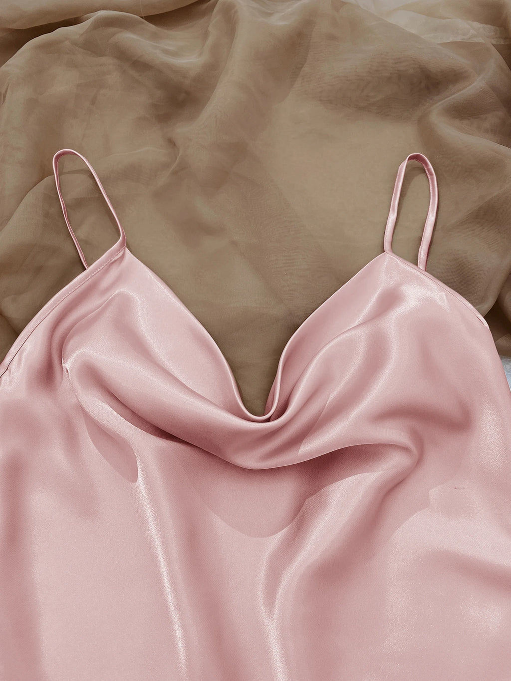 Solid Satin Pajama Set  V Neck Cami Top   Elastic Waistband Shorts Women's Sleepwear  Loungewear