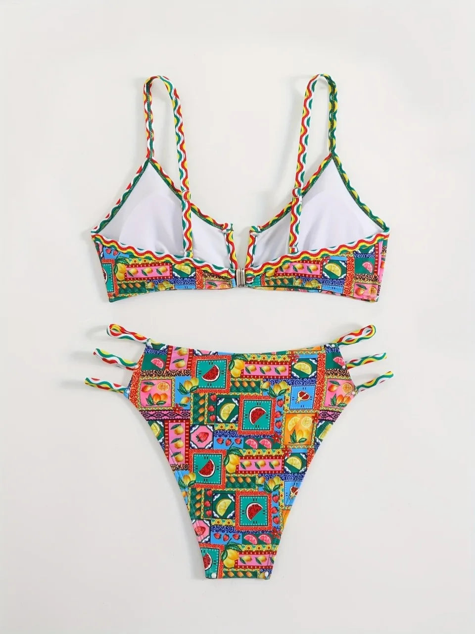 Strappy  V Wire Bikinis 2026 Sexy Triangle Swimwear Female Printed Swimsuit Women Bather Bathing Swimming Suit Padded Beachwear