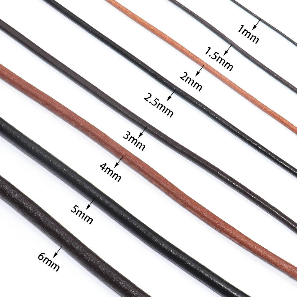 2-5yards Vintage Genuine Cow Leather Cords Round Leather Rope For Jewelry Making DIY Popular Leather Bracelet Necklace Choker