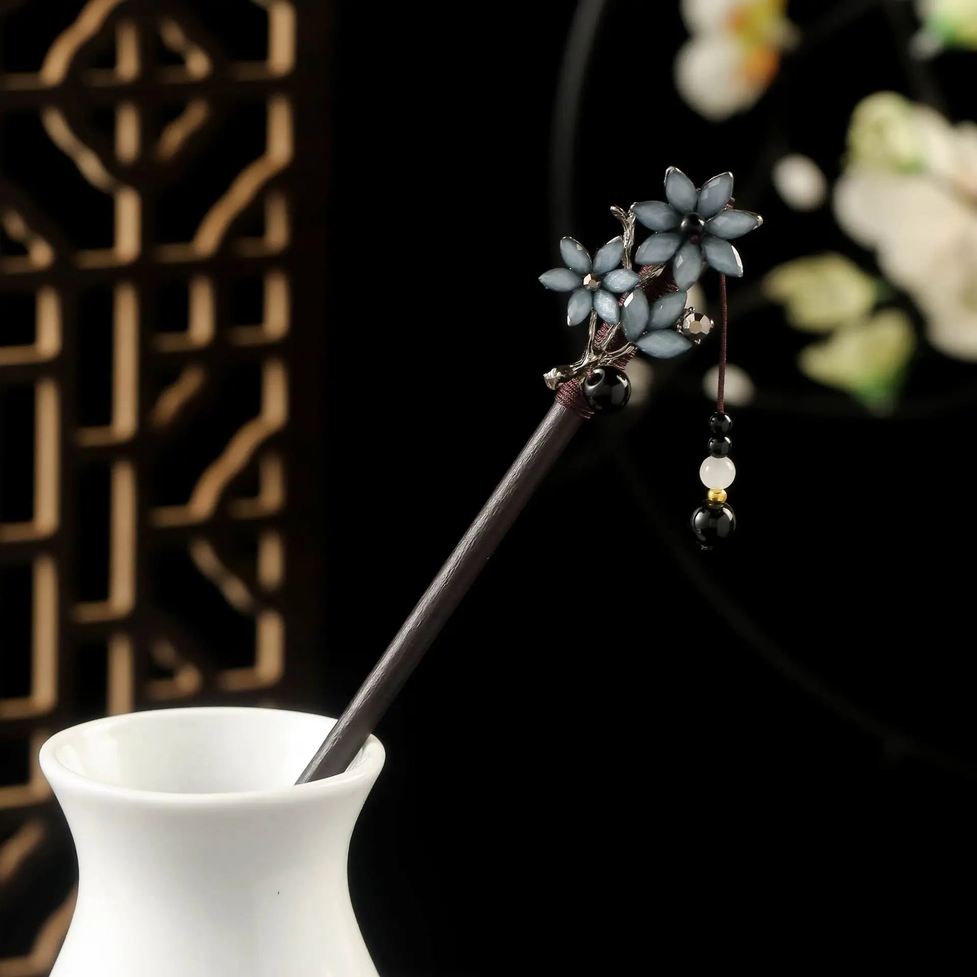 Vintage Chinese Wood Hair Sticks for Women Handmade Luxury Flower Hairpins Hair Chopsticks Wedding Party Head Jewelry Accessory