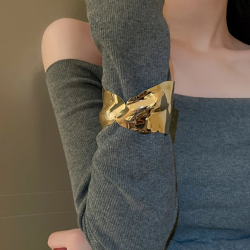 Metal Ring Multi-layer Geometric Alloy Bracelet For Women Exaggerated Cool Style Arm Ring Light Luxury Party Jewelry Accessories
