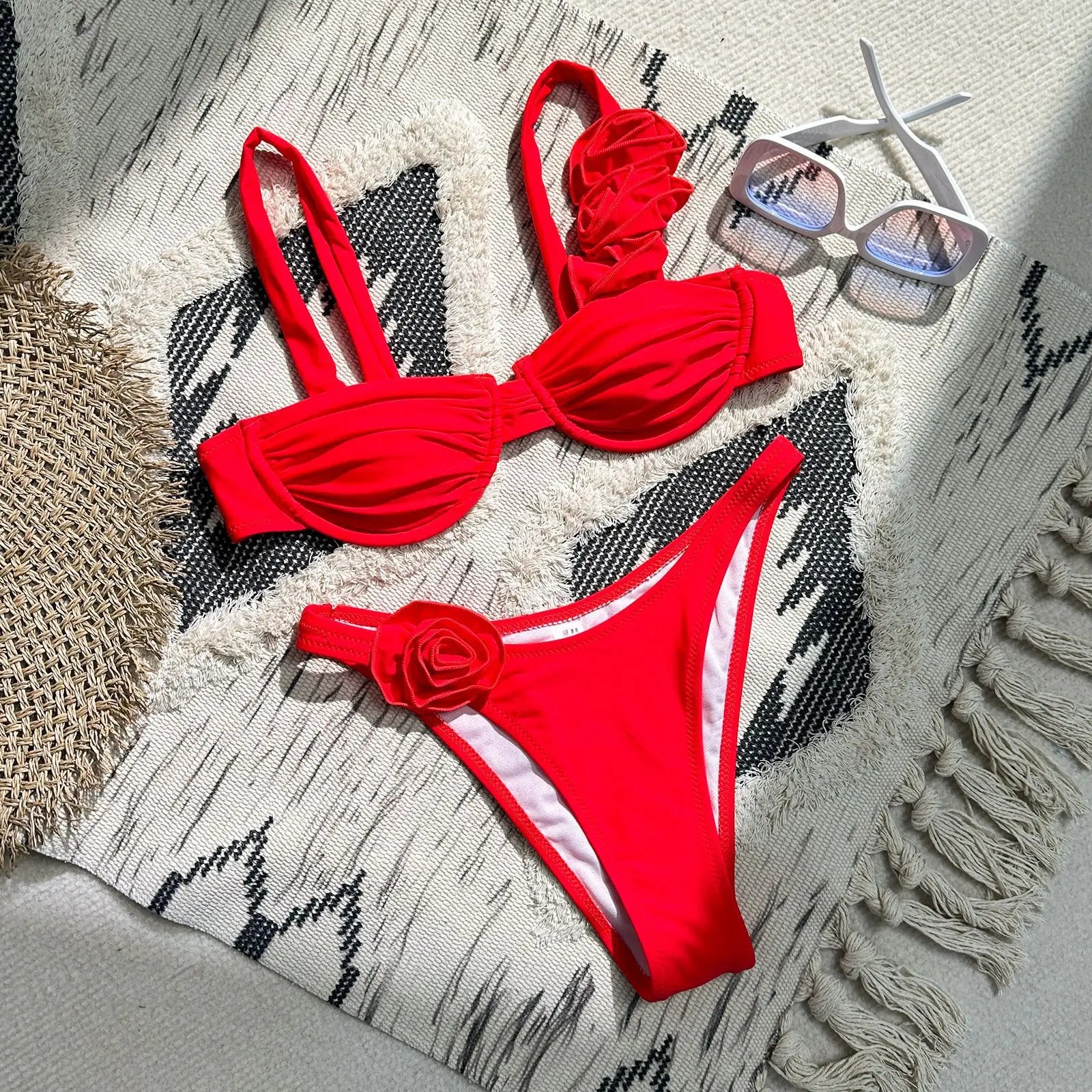 2024 Black Pink Flower Swimwear With Beach Dress Women Swimsuit Monokini Bodysuit Sexy Bathing Suit Beachwear Summer Suit