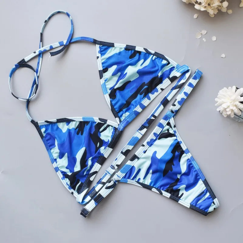 Circyy Bikini Set Women Sexy Camouflage Swimsuit Two-Piece Thongs Backless Female Swimwear Bathing Summer 2025 Fashion Beachwear