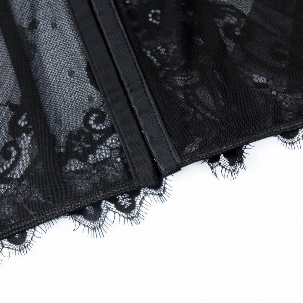 Sexy Black Lace See-through Corset Summer Fashion Streetwear Women's Crop Tank Top Ladies Halter Tops Bustier Lingerie Camisole