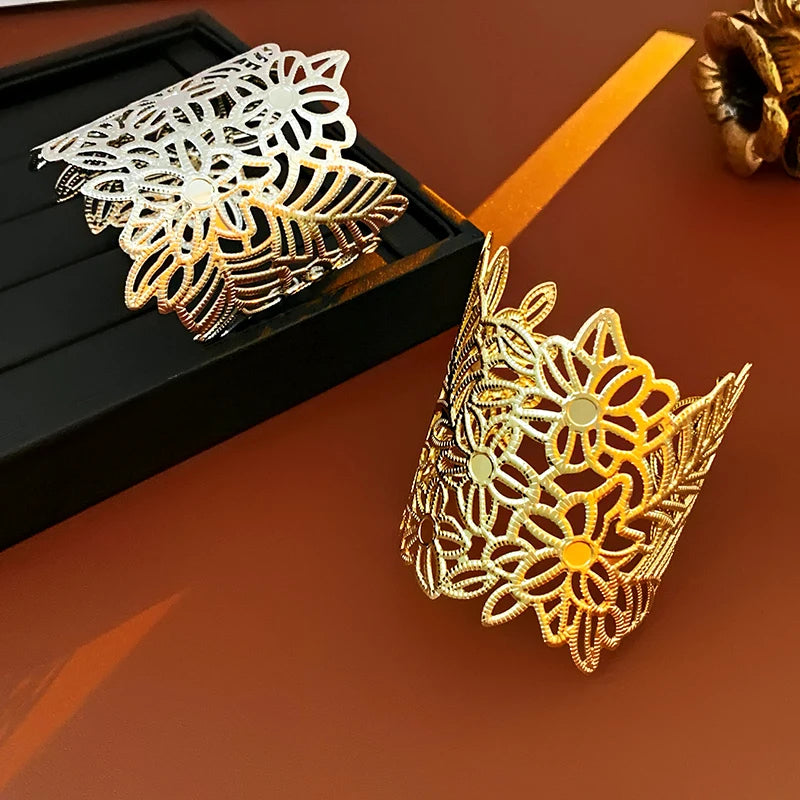 Metal Ring Multi-layer Geometric Alloy Bracelet For Women Exaggerated Cool Style Arm Ring Light Luxury Party Jewelry Accessories