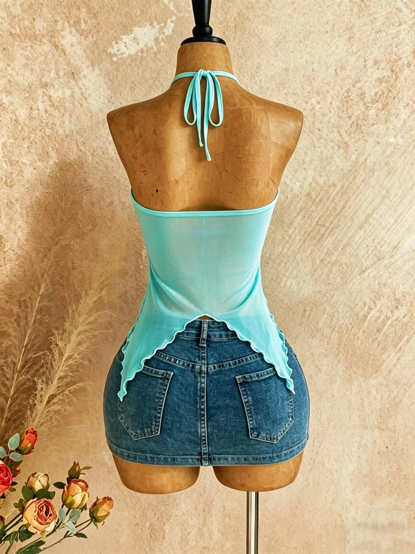 Ladies' asymmetrical collar camisole with shell decoration, suitable for beach vacations, summer, summer spring, Valentine's Day