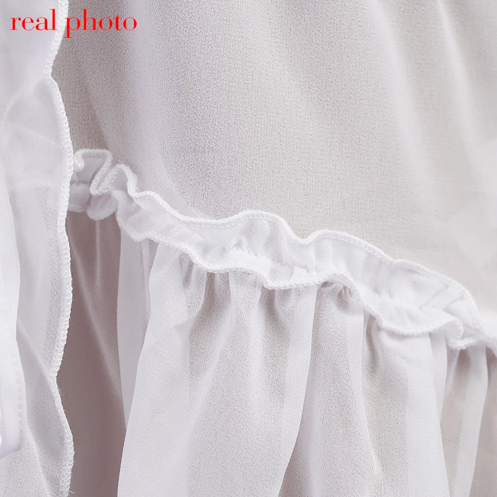 Cryptographic Summer Sleeveless Chiffon Tie Detail Cami Tops Slim Y2K Rave Festival Frill Hem Backless Sheer Sexy Cropped Tops