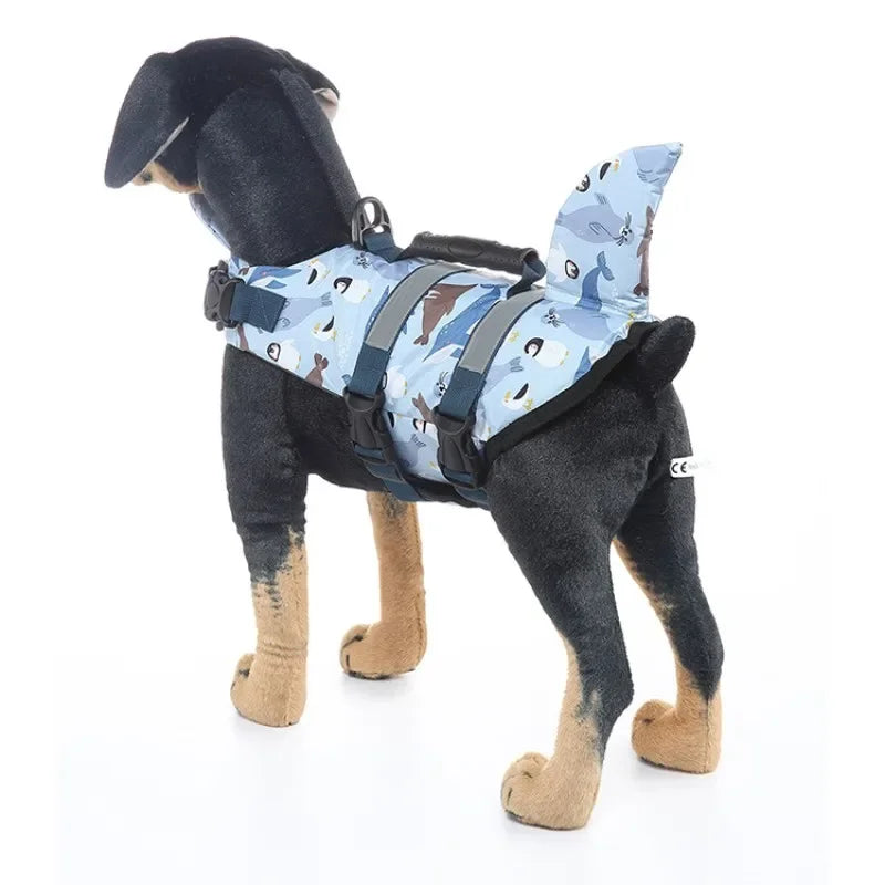 Pet Dog Life Jacket Vest Clothes Life Vest Collar Harness Pet Swimming Summer Swimwear Scales Shark Floating clothes swimsuit