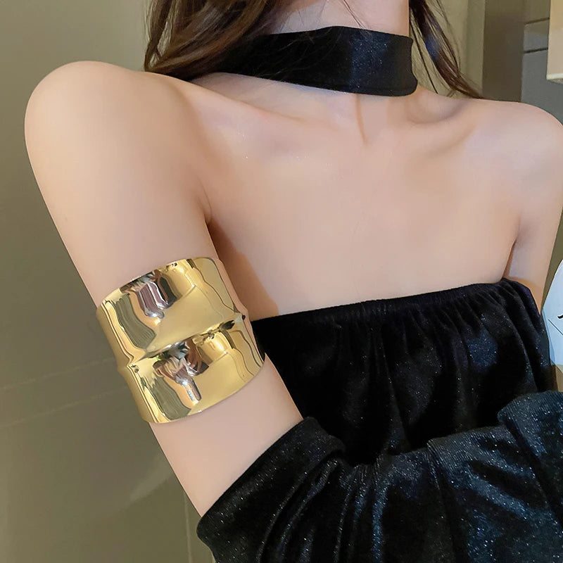 Metal Ring Multi-layer Geometric Alloy Bracelet For Women Exaggerated Cool Style Arm Ring Light Luxury Party Jewelry Accessories