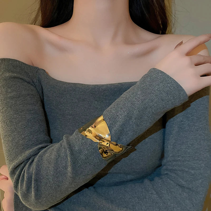 Metal Ring Multi-layer Geometric Alloy Bracelet For Women Exaggerated Cool Style Arm Ring Light Luxury Party Jewelry Accessories