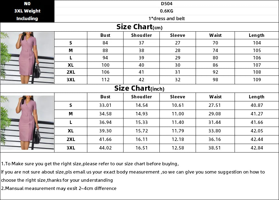 Women Elegant Bodycon Dress Short Sleeves Wrap V Neck Modest Waist Belt Church Dress Outfits Female Summer African Classy Gowns