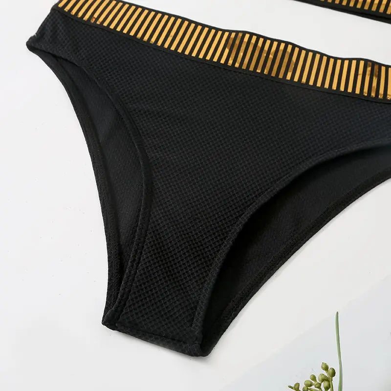 Bandeau Bikinis 2026 Women Black Swimsuit Sexy High Waist Swimwear Female Swimming Bathing Swim Suit Solid Beachwear Summer