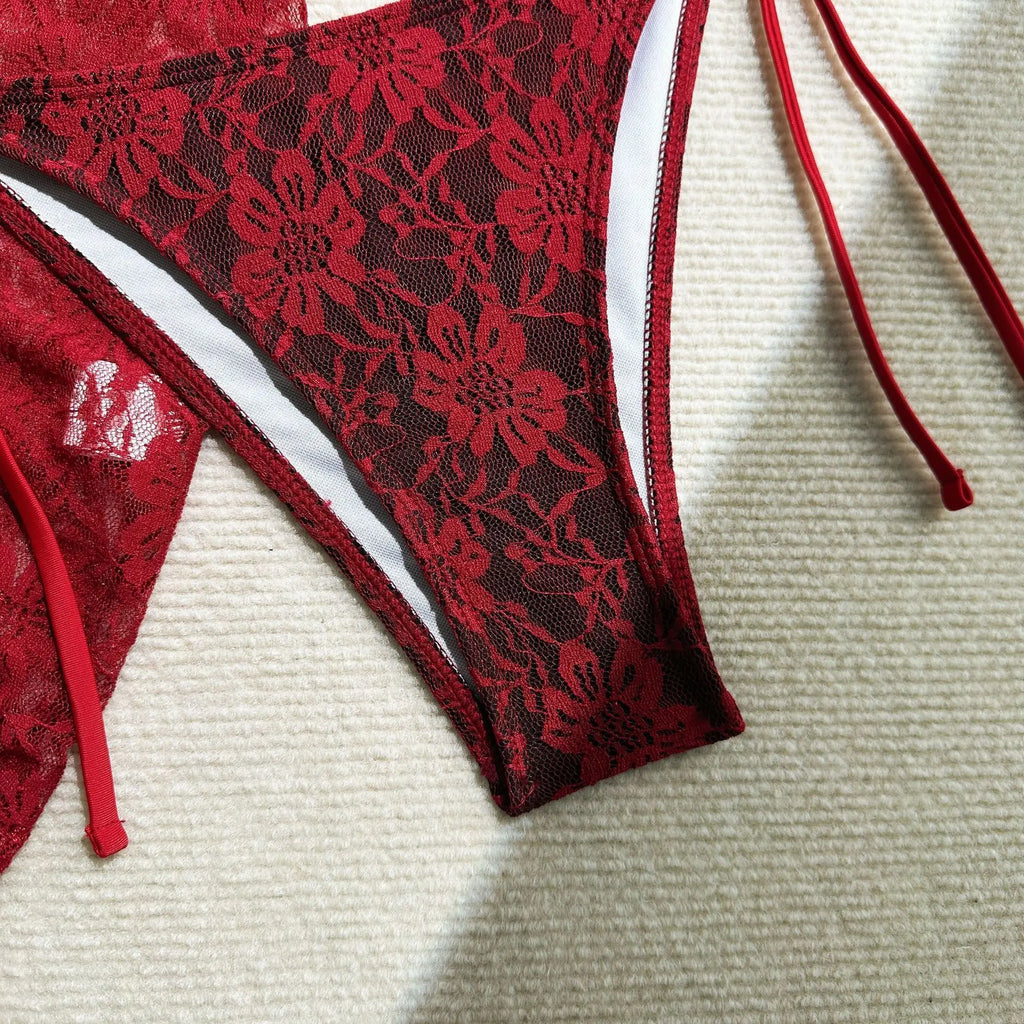 Lace Sexy Bikinis Female Swimsuits Women Three-Piece Swimwear Beach Swimming Wear Bathing Suits Brazilian Bikini Set Pool Bather