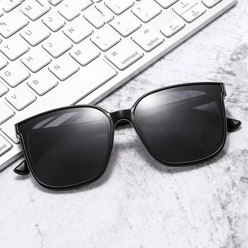 Unisex Retro Square Frame Myopia Glasses Trendy Large Polarized Sunglasses Outdoor Travel Sunglasses Goggle Shade Eyewear0 ~-4.0