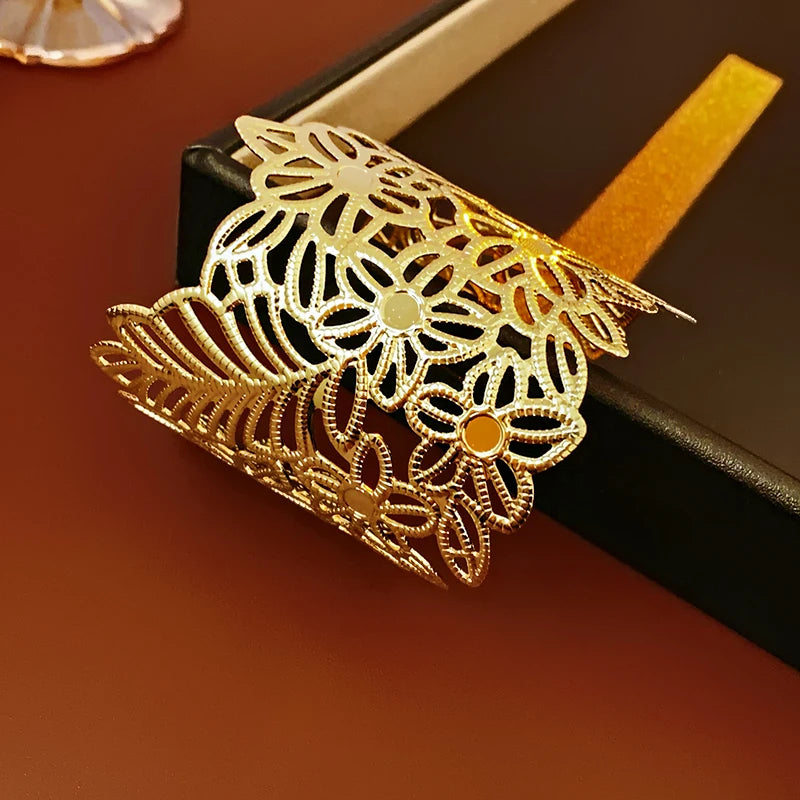 Metal Ring Multi-layer Geometric Alloy Bracelet For Women Exaggerated Cool Style Arm Ring Light Luxury Party Jewelry Accessories