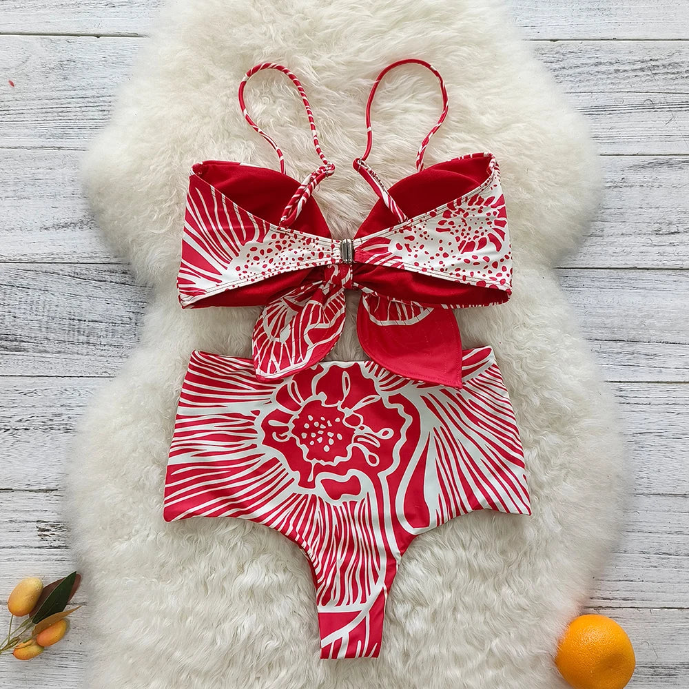Sexy Print Brazilian Bikini Strappy Two Pieces Bikini Set Women Swimwear Low Wiast Dots Swimsuit Bikinis 2023 conjunto femenino