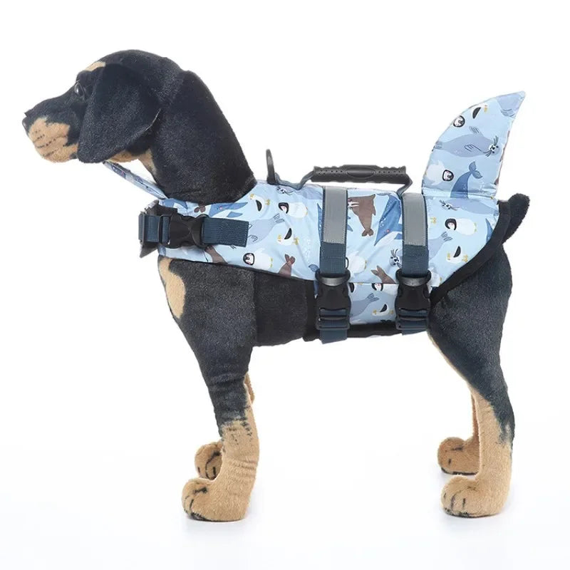 Pet Dog Life Jacket Vest Clothes Life Vest Collar Harness Pet Swimming Summer Swimwear Scales Shark Floating clothes swimsuit
