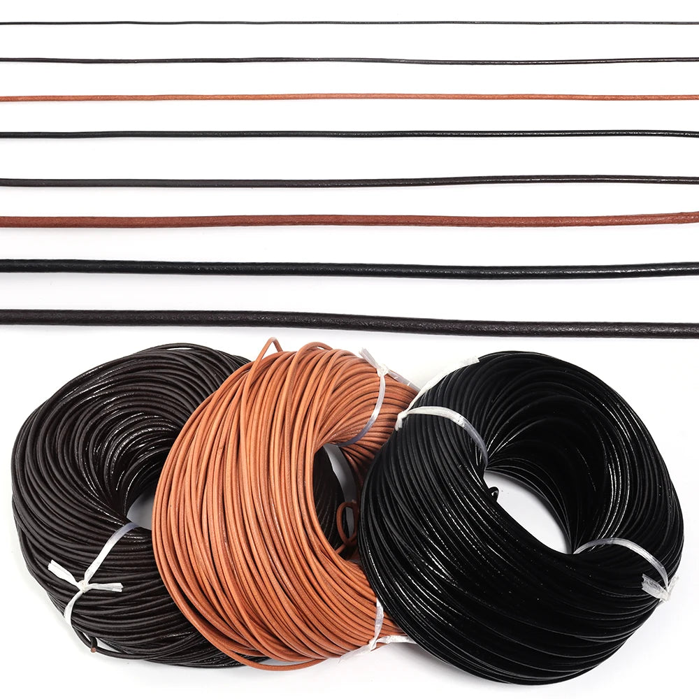 2-5yards Vintage Genuine Cow Leather Cords Round Leather Rope For Jewelry Making DIY Popular Leather Bracelet Necklace Choker