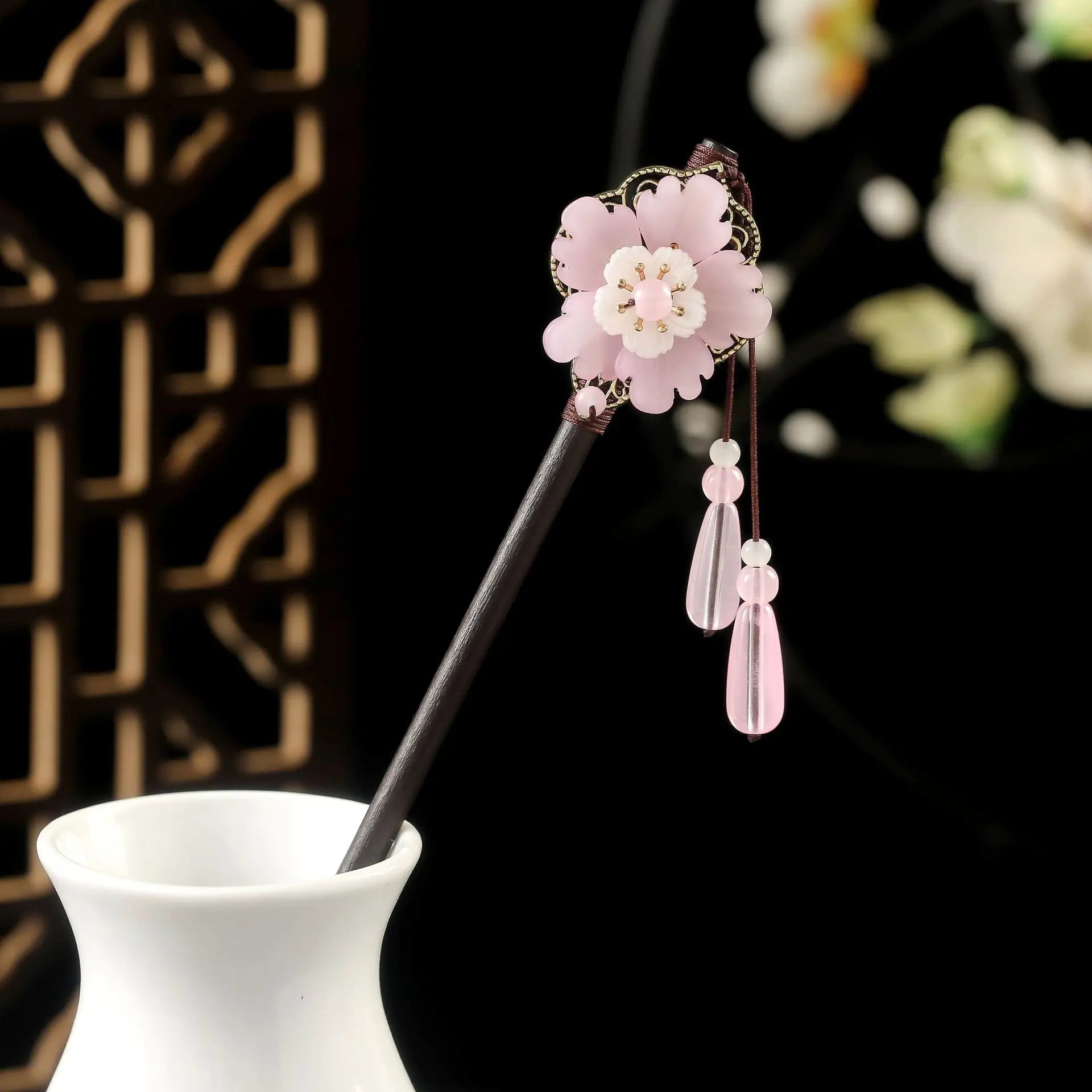 Vintage Chinese Wood Hair Sticks for Women Handmade Luxury Flower Hairpins Hair Chopsticks Wedding Party Head Jewelry Accessory