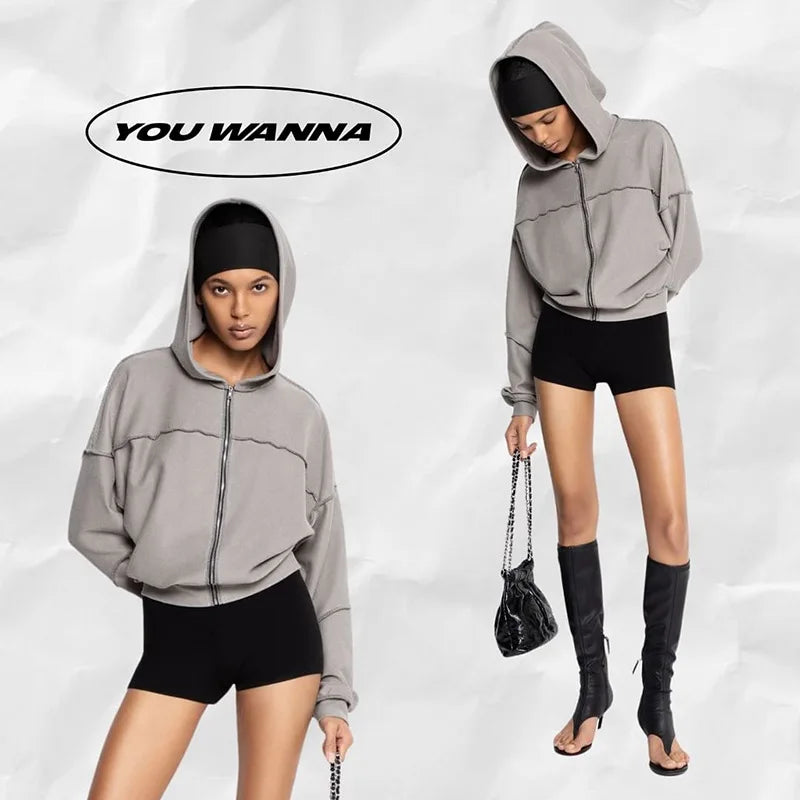 Autumn Winter Casual Hoodie Two Piece Set Women Trendy Sports Style Hooded Cardigan Wide Legs Trousers 2 Piece Sets Female New
