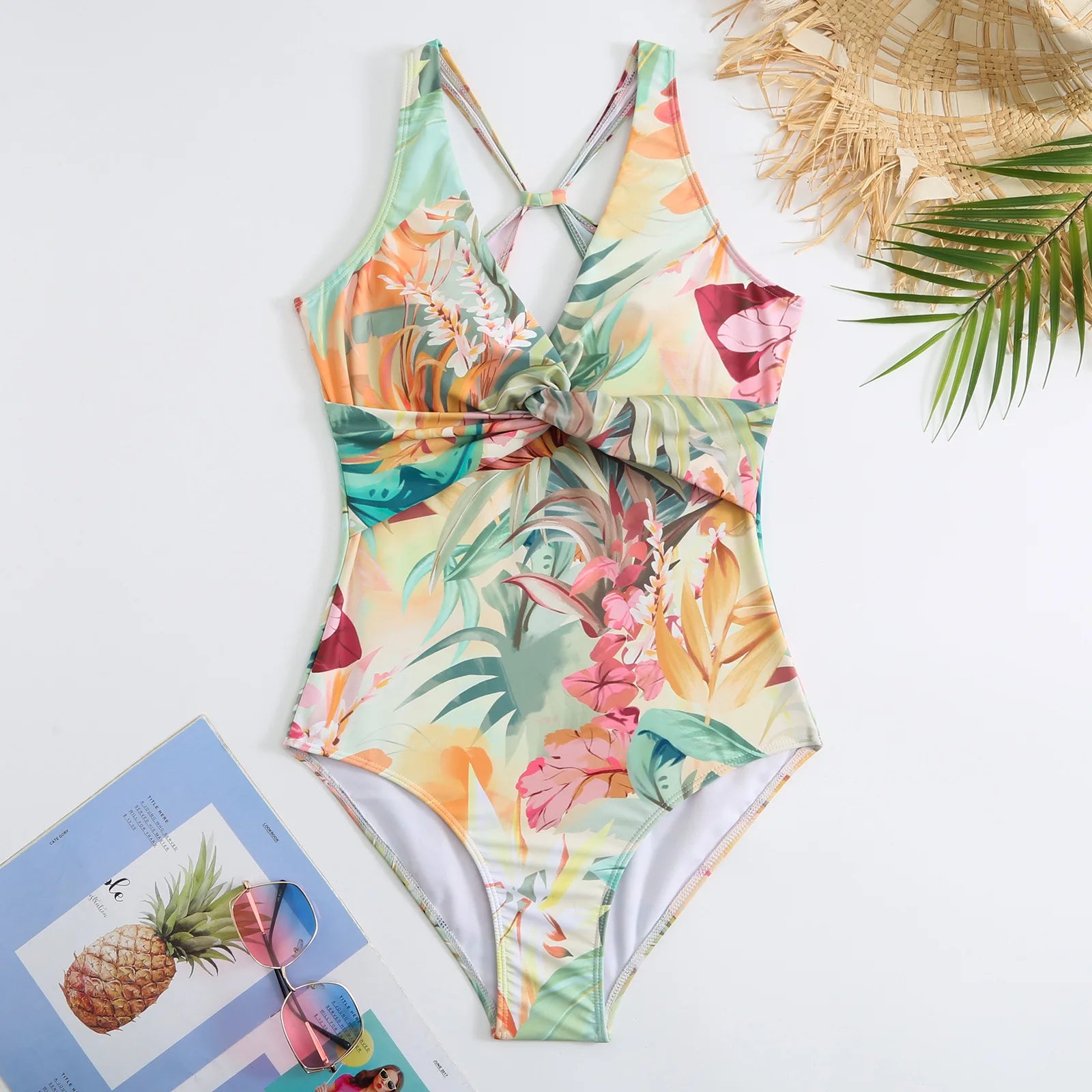 One-piece Bikini Set 2026 Women Floral Print V-neck Swimsuit Sexy High Waist Beach Skirt Bathing Suit Swimwear Summer Monokini
