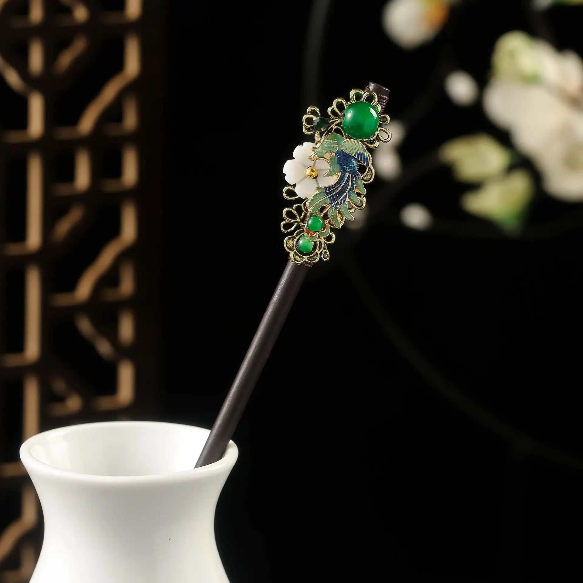 Vintage Chinese Wood Hair Sticks for Women Handmade Luxury Flower Hairpins Hair Chopsticks Wedding Party Head Jewelry Accessory