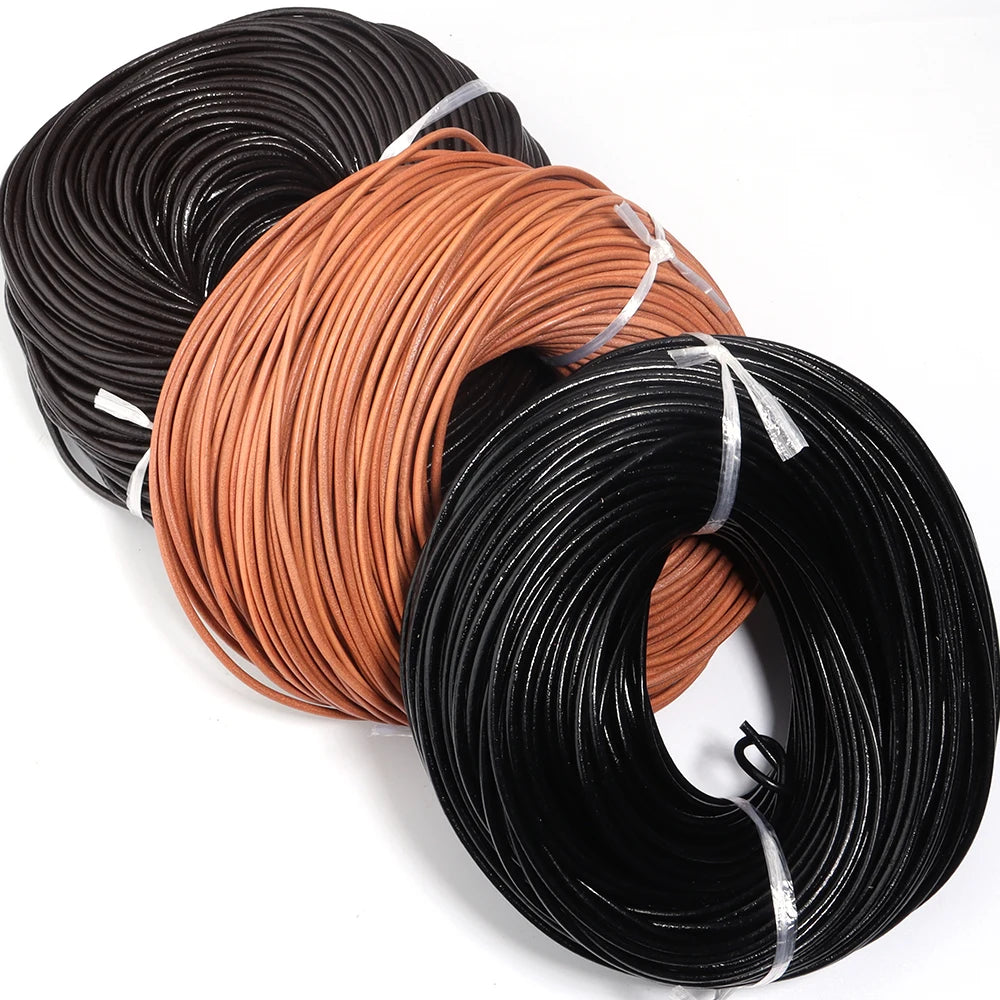 2-5yards Vintage Genuine Cow Leather Cords Round Leather Rope For Jewelry Making DIY Popular Leather Bracelet Necklace Choker