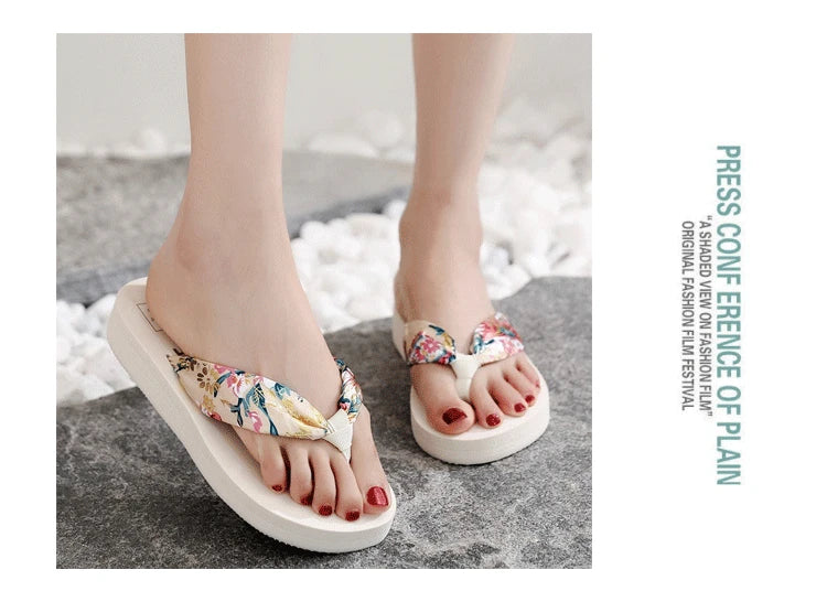 Women's Summer Fashion EVA Slipper Bohemian Satin Ribbon Female Flip Flop 2022 Bronzing Beach Simple Leisure Women Shoes