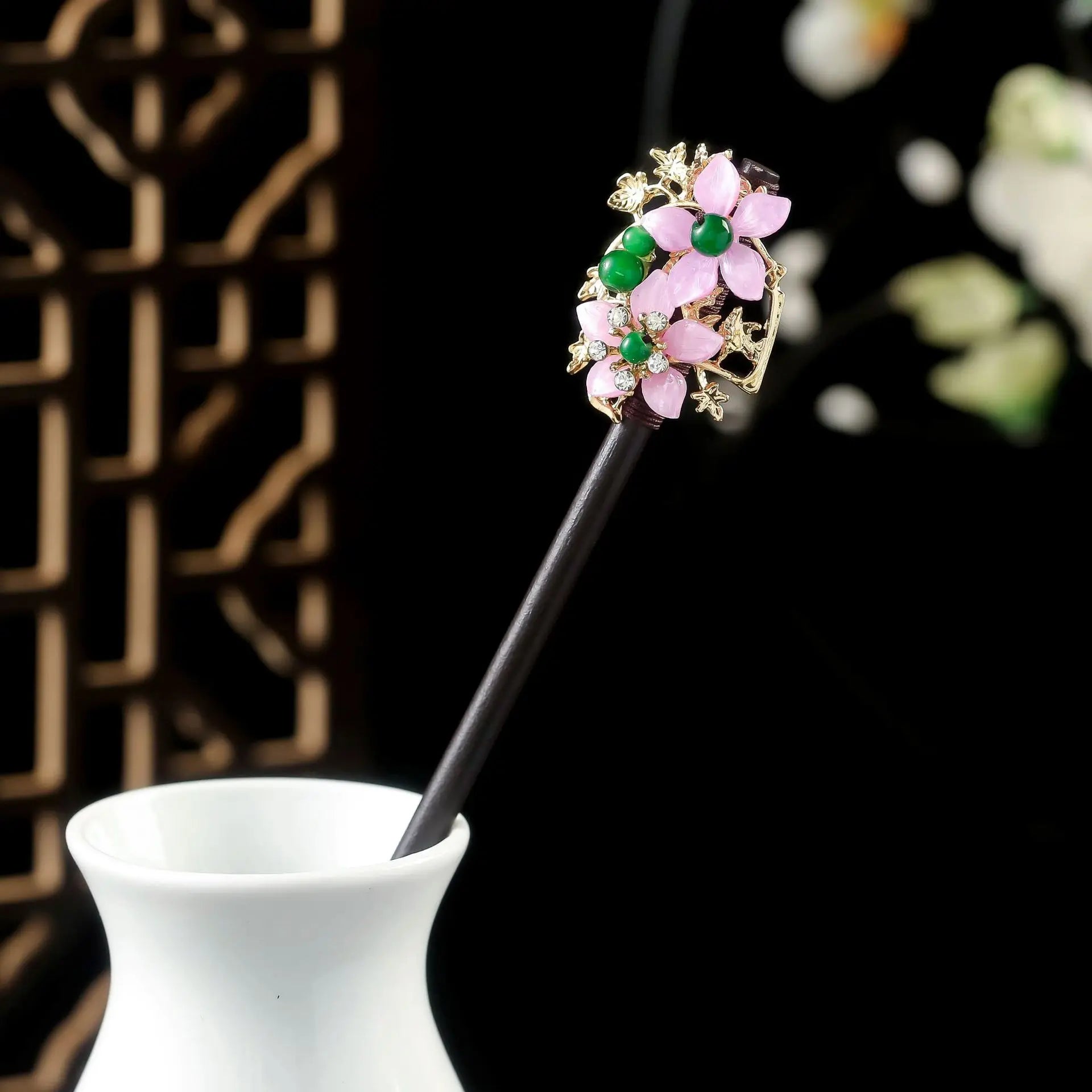 Vintage Chinese Wood Hair Sticks for Women Handmade Luxury Flower Hairpins Hair Chopsticks Wedding Party Head Jewelry Accessory
