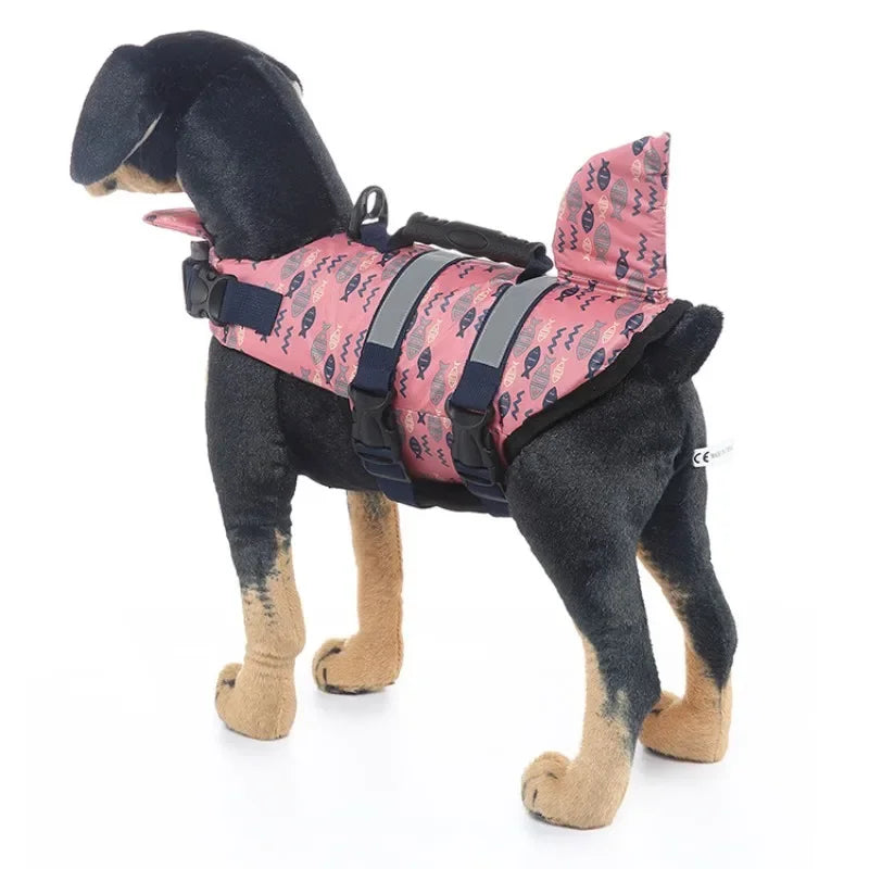 Pet Dog Life Jacket Vest Clothes Life Vest Collar Harness Pet Swimming Summer Swimwear Scales Shark Floating clothes swimsuit
