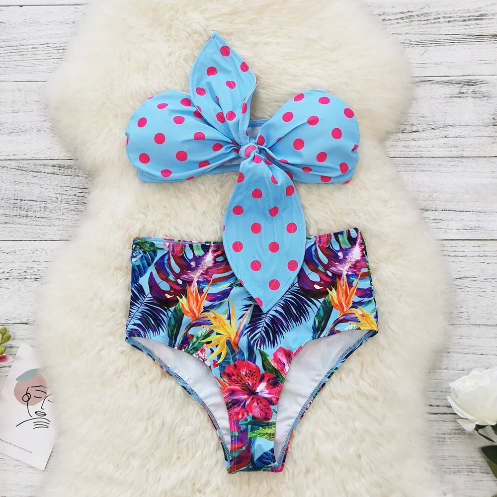 Sexy Print Brazilian Bikini Strappy Two Pieces Bikini Set Women Swimwear Low Wiast Dots Swimsuit Bikinis 2023 conjunto femenino
