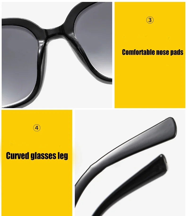 Unisex Retro Square Frame Myopia Glasses Trendy Large Polarized Sunglasses Outdoor Travel Sunglasses Goggle Shade Eyewear0 ~-4.0