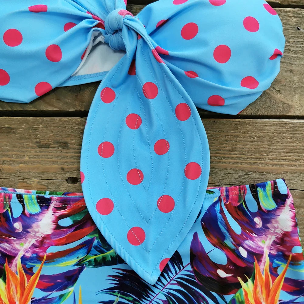 Sexy Print Brazilian Bikini Strappy Two Pieces Bikini Set Women Swimwear Low Wiast Dots Swimsuit Bikinis 2023 conjunto femenino