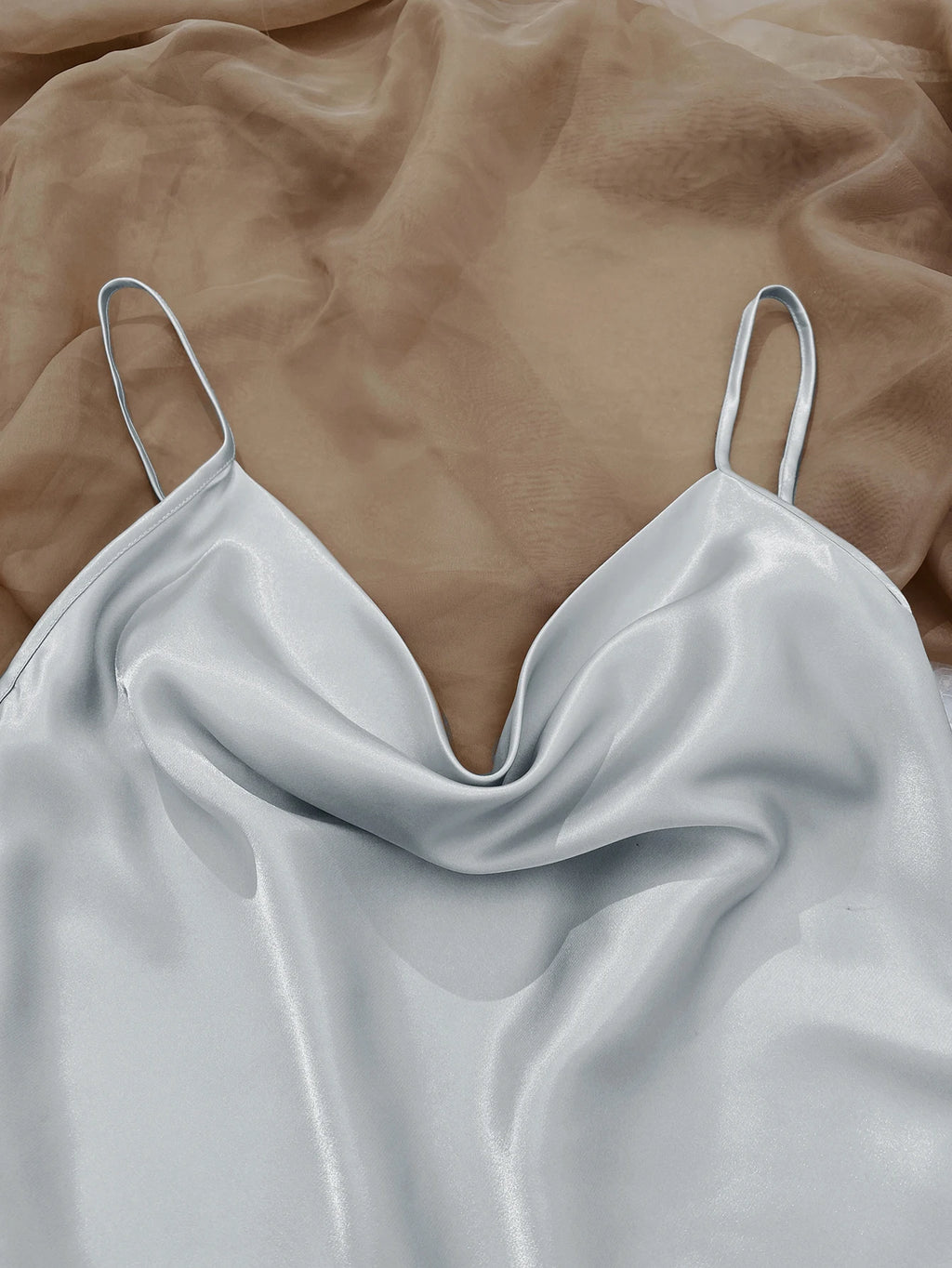 Solid Satin Pajama Set  V Neck Cami Top   Elastic Waistband Shorts Women's Sleepwear  Loungewear