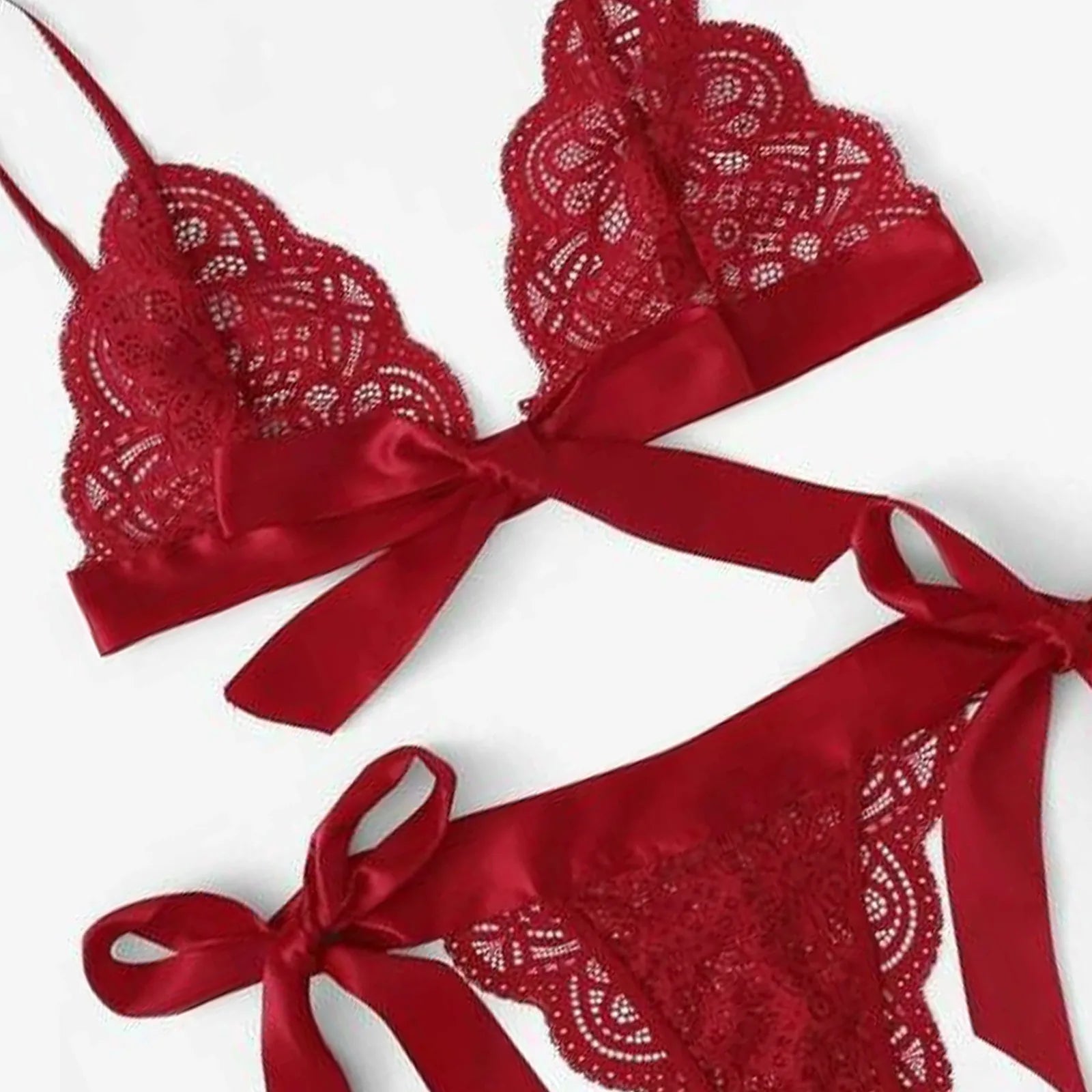 Women'S Sexy Lingerie Set See Through Ultra-Thin Lace Underwear Set Adjustable Lace Up Lingeries Spaghetti Straps Sleepwear