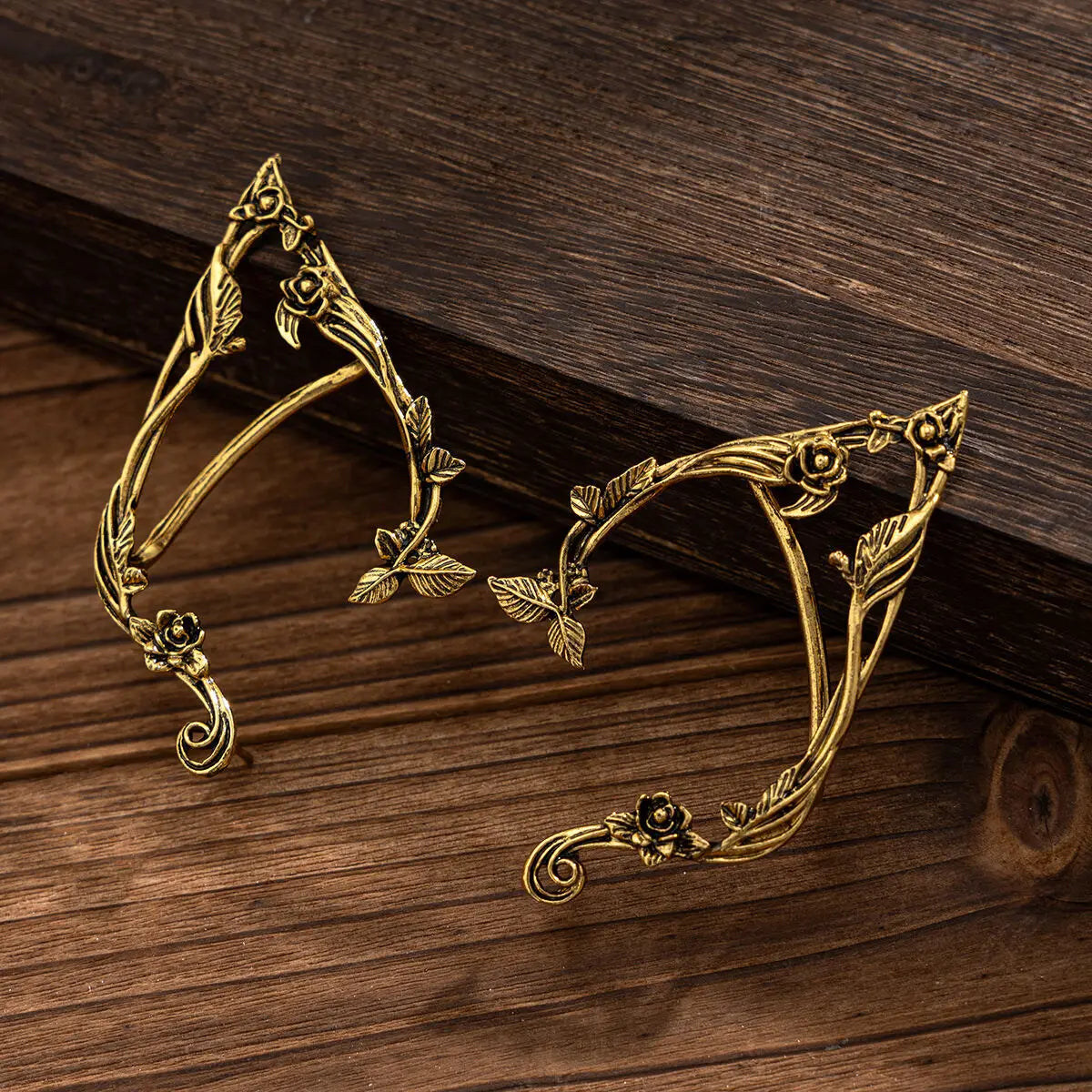 PuRui Popular Gold Color Elf Flower Leaf Ear Clip Women Cute Jewelry Accessories Fairy Clip Earrings Wedding Girls Jewelry Gifts