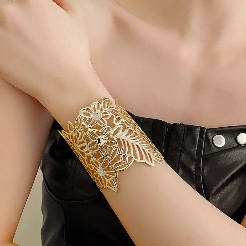 Metal Ring Multi-layer Geometric Alloy Bracelet For Women Exaggerated Cool Style Arm Ring Light Luxury Party Jewelry Accessories