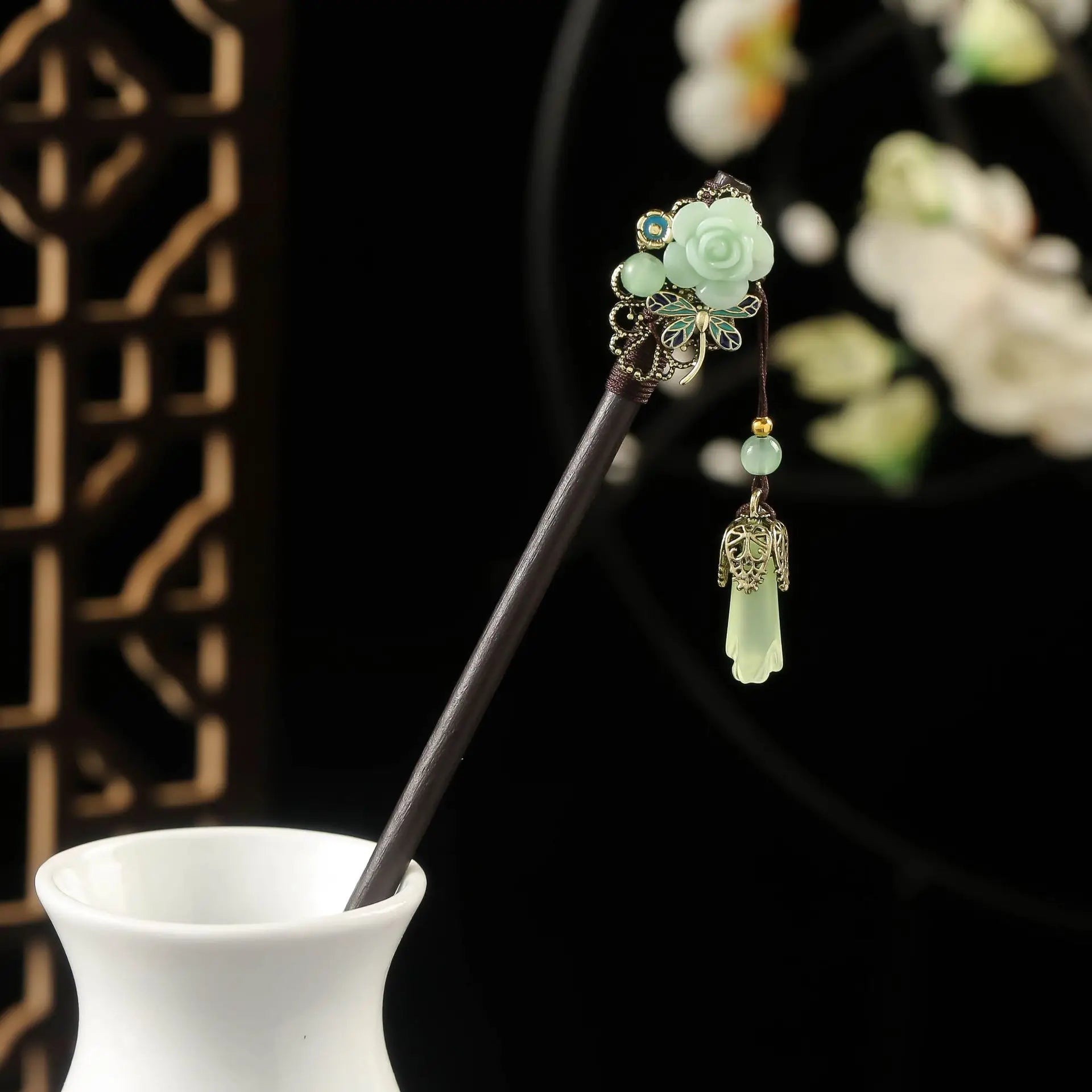 Vintage Chinese Wood Hair Sticks for Women Handmade Luxury Flower Hairpins Hair Chopsticks Wedding Party Head Jewelry Accessory