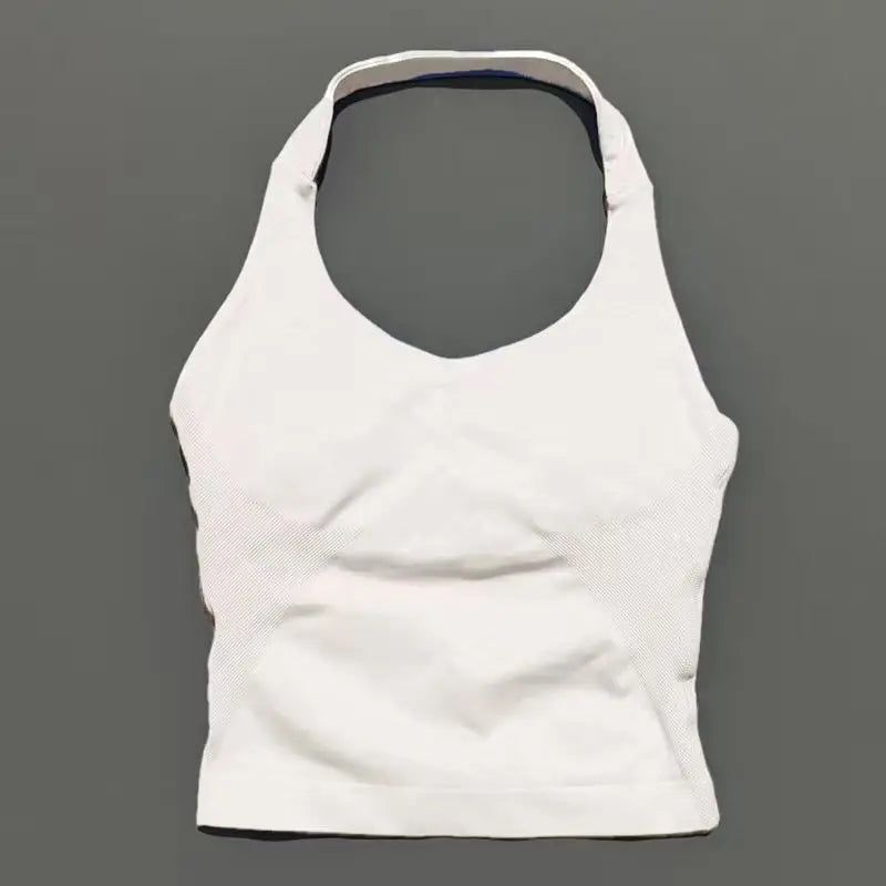 HISTELLO Impact Halter Top Women Backless Push Up Seamless High Support Bust Lift Slim Fit Gym Pilates Fitness Sports Vest