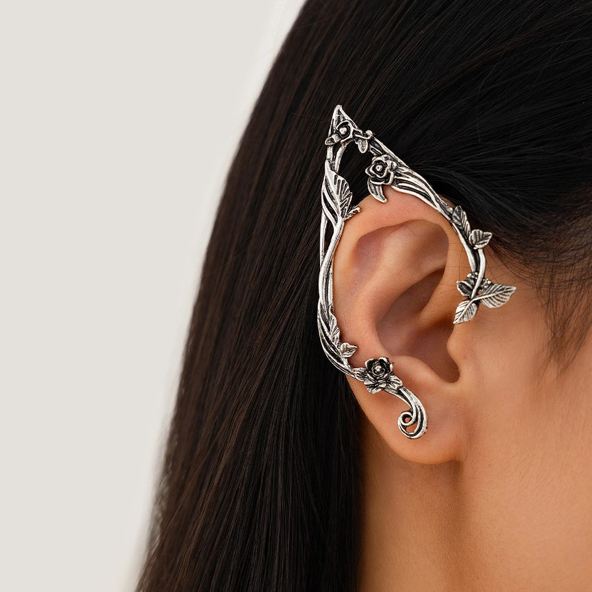 PuRui Popular Gold Color Elf Flower Leaf Ear Clip Women Cute Jewelry Accessories Fairy Clip Earrings Wedding Girls Jewelry Gifts
