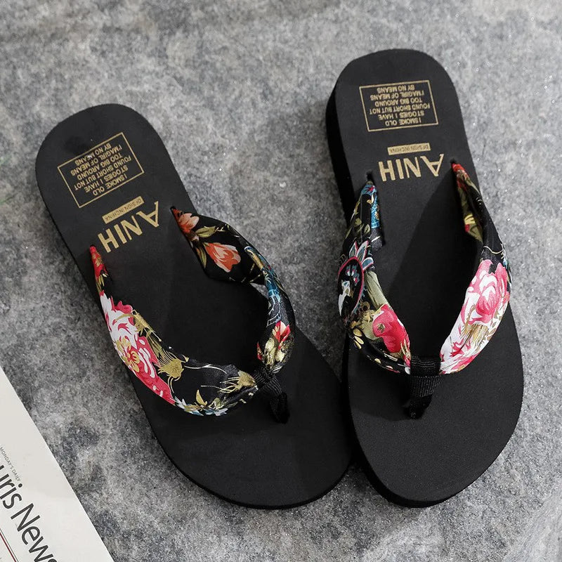 Women's Summer Fashion EVA Slipper Bohemian Satin Ribbon Female Flip Flop 2022 Bronzing Beach Simple Leisure Women Shoes