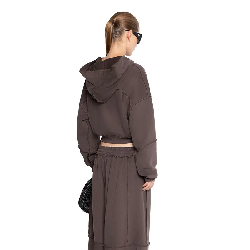 Autumn Winter Casual Hoodie Two Piece Set Women Trendy Sports Style Hooded Cardigan Wide Legs Trousers 2 Piece Sets Female New