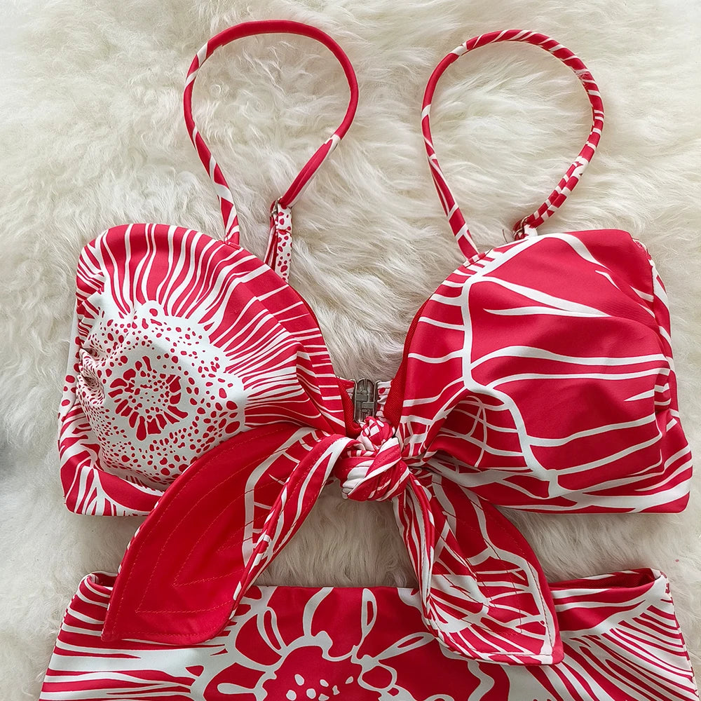 Sexy Print Brazilian Bikini Strappy Two Pieces Bikini Set Women Swimwear Low Wiast Dots Swimsuit Bikinis 2023 conjunto femenino