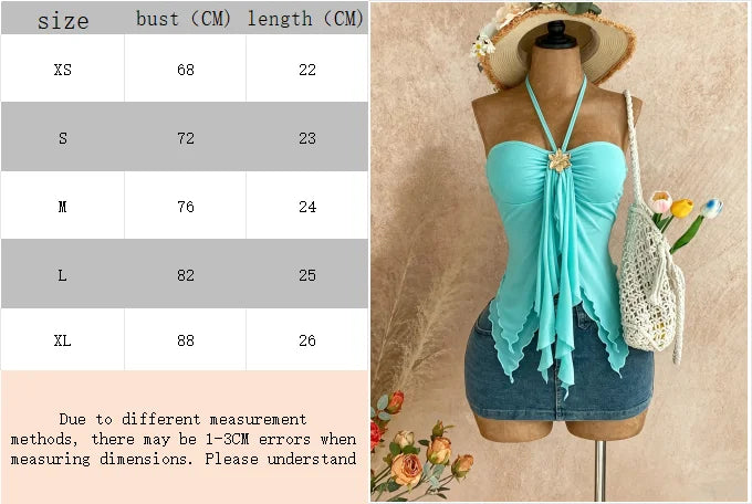 Ladies' asymmetrical collar camisole with shell decoration, suitable for beach vacations, summer, summer spring, Valentine's Day