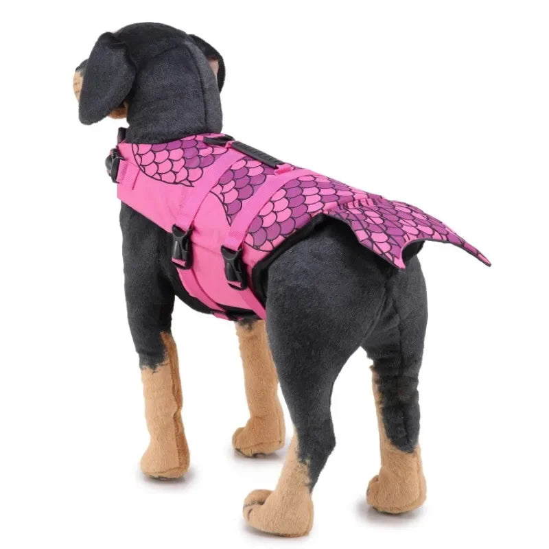 Pet Dog Life Jacket Vest Clothes Life Vest Collar Harness Pet Swimming Summer Swimwear Scales Shark Floating clothes swimsuit