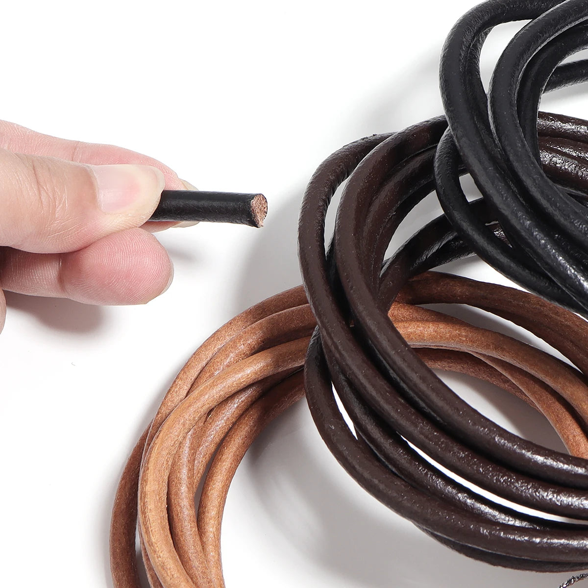 2-5yards Vintage Genuine Cow Leather Cords Round Leather Rope For Jewelry Making DIY Popular Leather Bracelet Necklace Choker