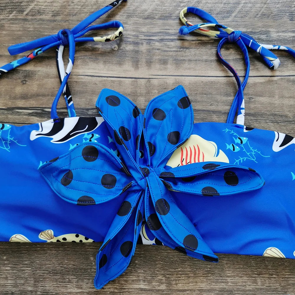 Sexy Print Brazilian Bikini Strappy Two Pieces Bikini Set Women Swimwear Low Wiast Dots Swimsuit Bikinis 2023 conjunto femenino